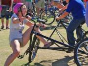 Tangled in her bike