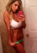 She works out