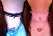 my daddy got me my two very first collars! just in time for Christmas too! :3