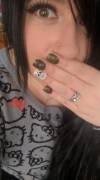 Showing off my new sweater and halloween nails!