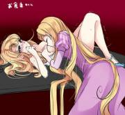 Rapunzel sucking upon Cinderella's nipple (purindarute)