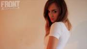 Rosie Jones bending over in a skirt (GIF)