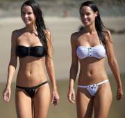 Black and white bikinis