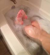 Petite lil feet with soapy bubbles