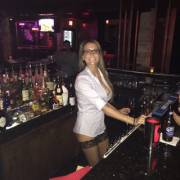 College Club Bartender With Open Shirt - Nice Titty Peek