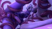 Liara T'Soni &amp; Aria T'Loak tangled in tentacles, by [Likkez]