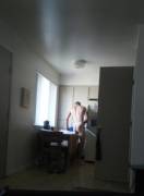 My boyfriend cleaning naked