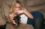 Blonde amateur photographer