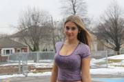 Teen in purple top