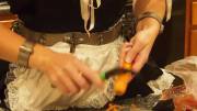 Peeling carrots in steel shackles (Xpost BDSM)