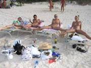 Four beach girls airing 'em out