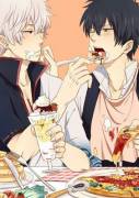 Cute boys feeding eachother, Anyone know who drew it?