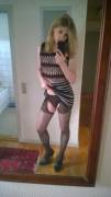 pulling the dress up