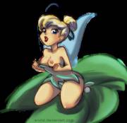 Tinkerbell tugging down her dress [erohd]