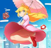 Princess Peach's midair pantyshot [Kuroonehalf]