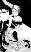 Black &amp; White Incase Femboi. Sissy maid trap with demon futa!