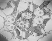 Lina and CM Bukakke + Dual dildos and sketches by Fizzz