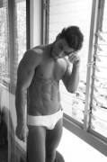 Lean stud in tight white briefs