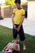 Watering the lawn