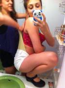 On the wash basin