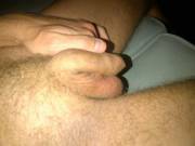 Furry legs, uncut dick