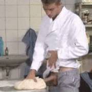 Bread dough. I wonder if he baked and ate it after he finished? [Xpost from /r/wtf]