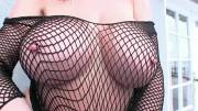 Huge boobs always look excellent in fishnets (x-post /r/fishnets)