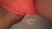 Hairy milf piss play