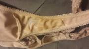 Some progress shots of my pussy cream this sexy nude thong!