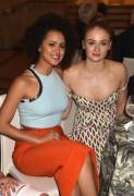 Sophie Turner and Nathalie Emmanuel. Sophie's dress is just begging for a nipslip.