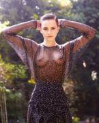 Emma Watson see thru dress no bra