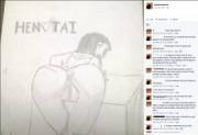 Grandma comments on his hentai drawings