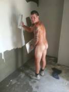 Naked workman