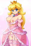 Peach in a rather revealing dress [Doubleasterisk]