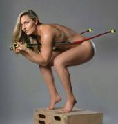 Lindsey Vonn is in her favorite position.