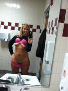 Public restroom pink