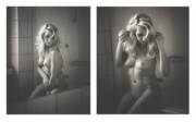 Black and white picture on the tub