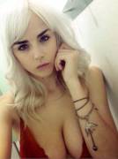 Danielle selfie with white hair!