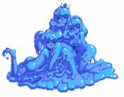 Group of blue goo women