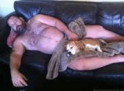 Daddy and puppy.