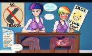 Twilight and Rainbow Dash in detention (artist: captainbutteredmuffin)