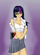 Twi the Naughty Schoogirl Nerd - Twilight Sparkle (Artist: ValorNomad)