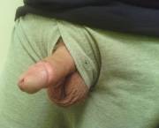 Poking out.