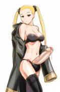 Removing her trench coat