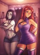 Raven and Starfire.