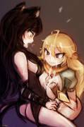 Yang giving a titfuck to Futa-Blake by luminaura