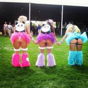 Three Tutus bending over