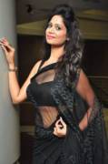 Hot Babe is Transparent Black Saree