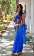 Big Smile in Blue Saree