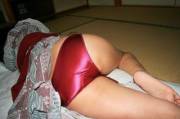 Red satin panties